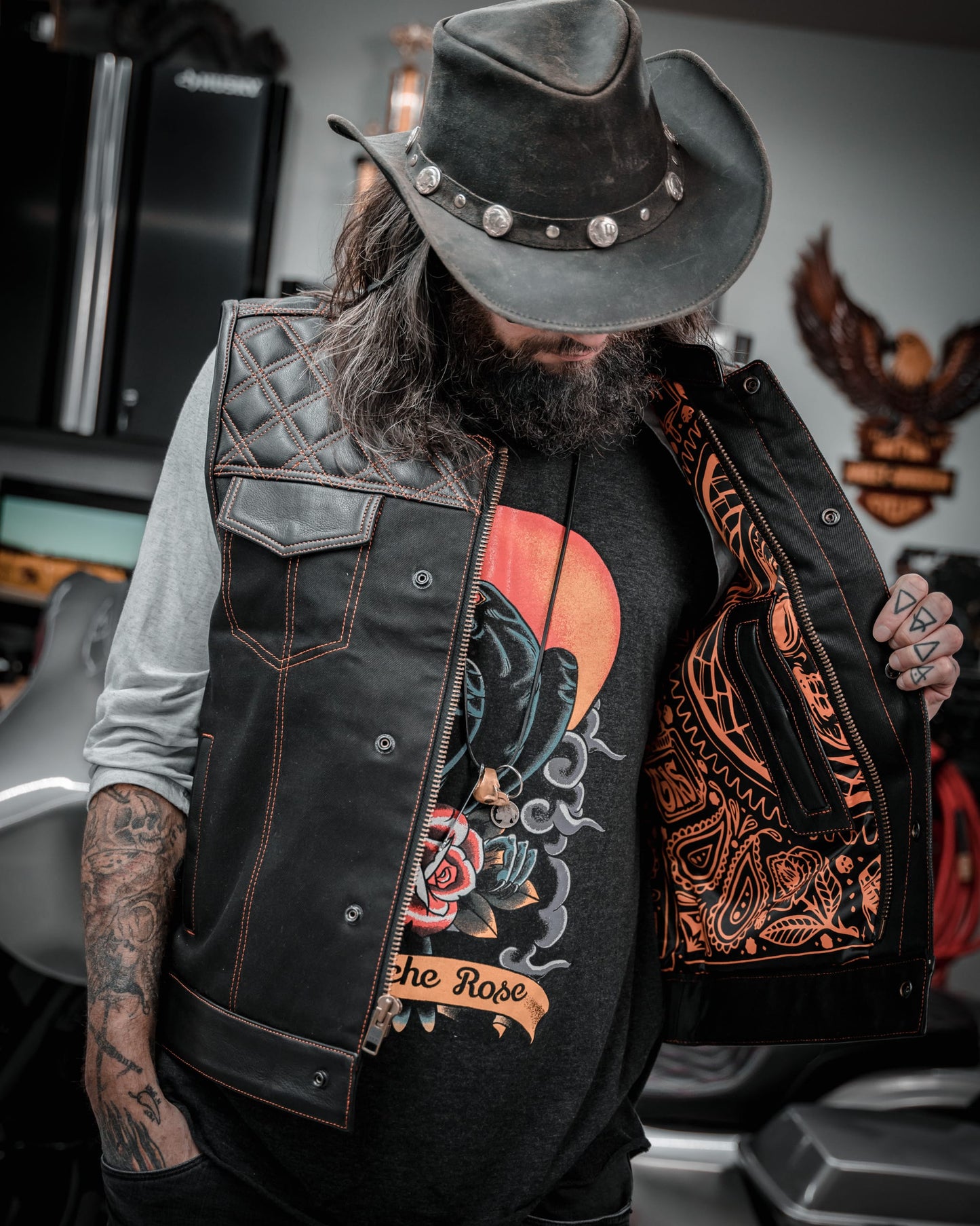 Cali Cut Vest - Black Denim/Leather