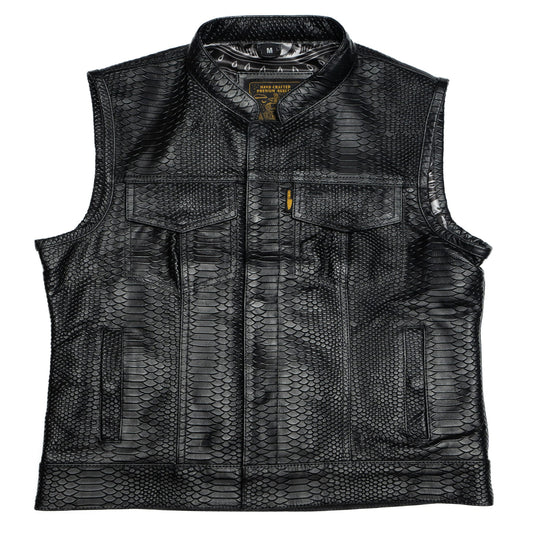 Women's Moto Vest - Black Dragon Leather