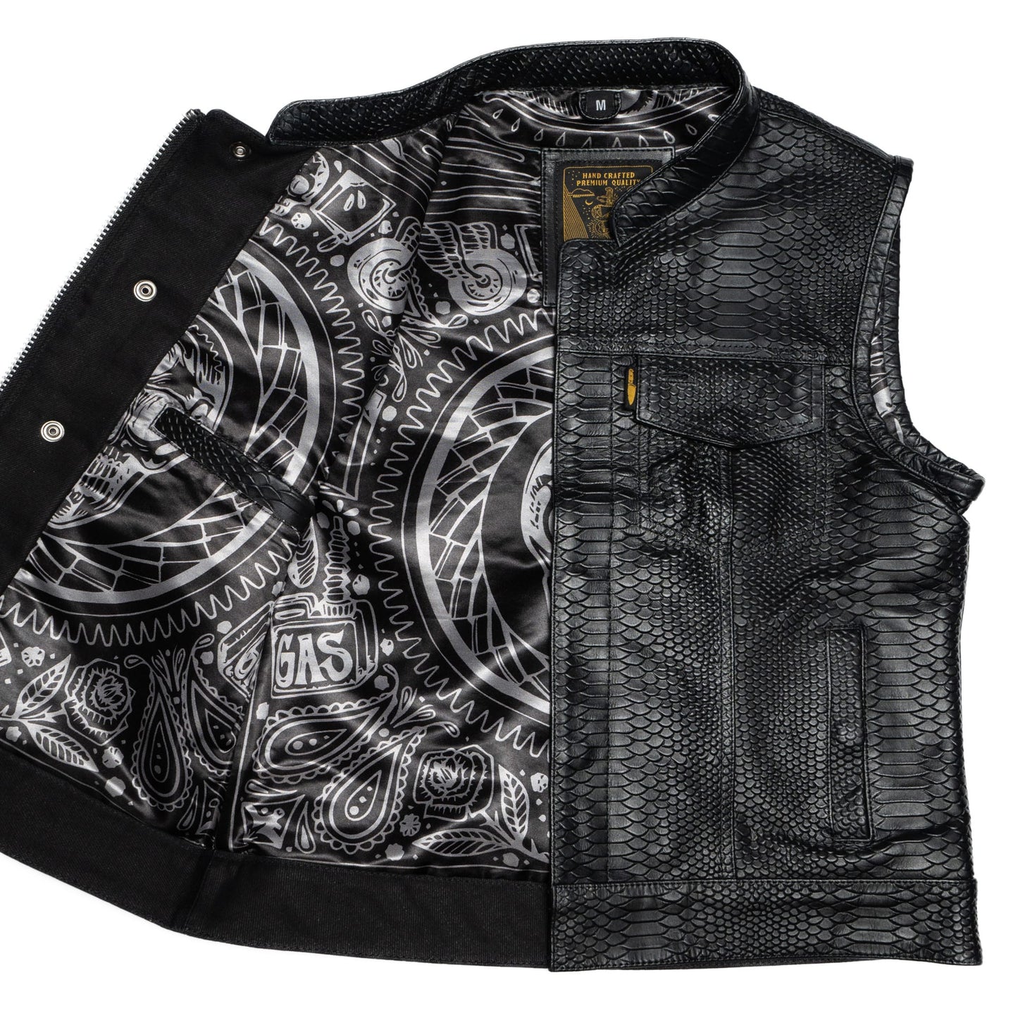 Women's Moto Vest - Black Dragon Leather