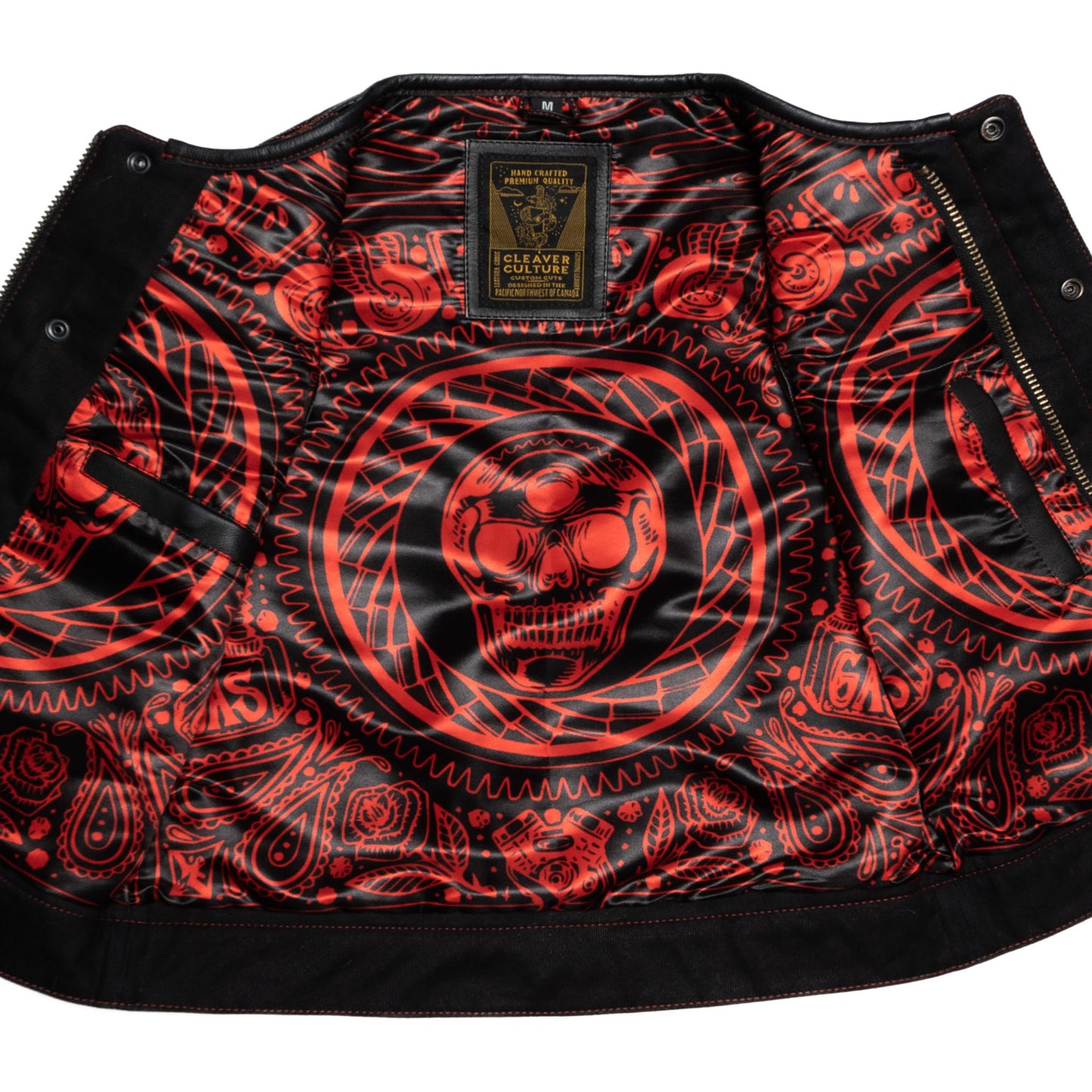 Women's Moto Vest - Black Leather/Red Stitch