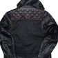 Hooded Moto Jacket - Black Ostrich Leather/Canvas