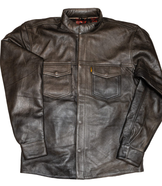 Preacher Shirt - Distressed Black Leather
