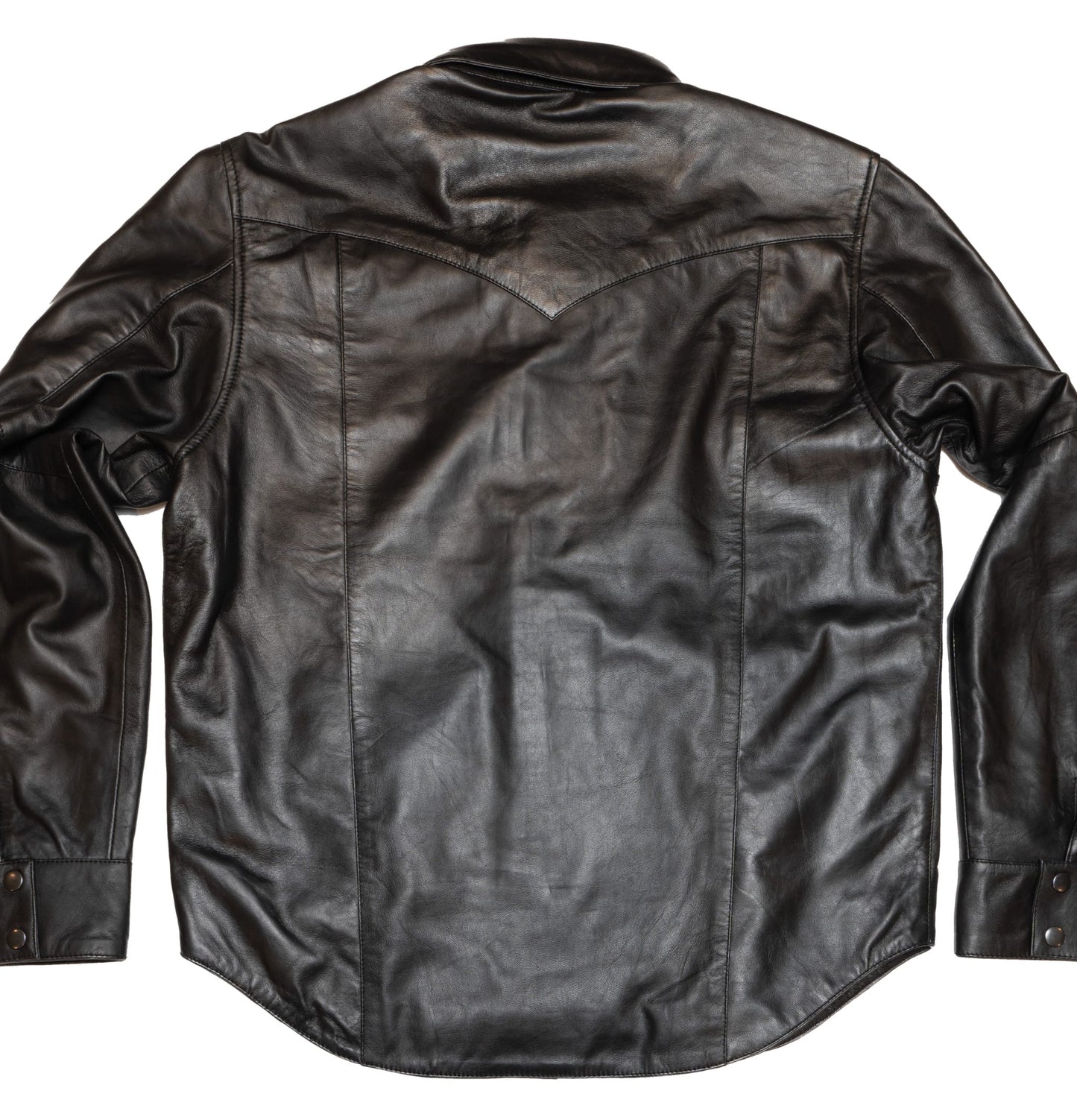 Western Shirt - Distressed Black Leather