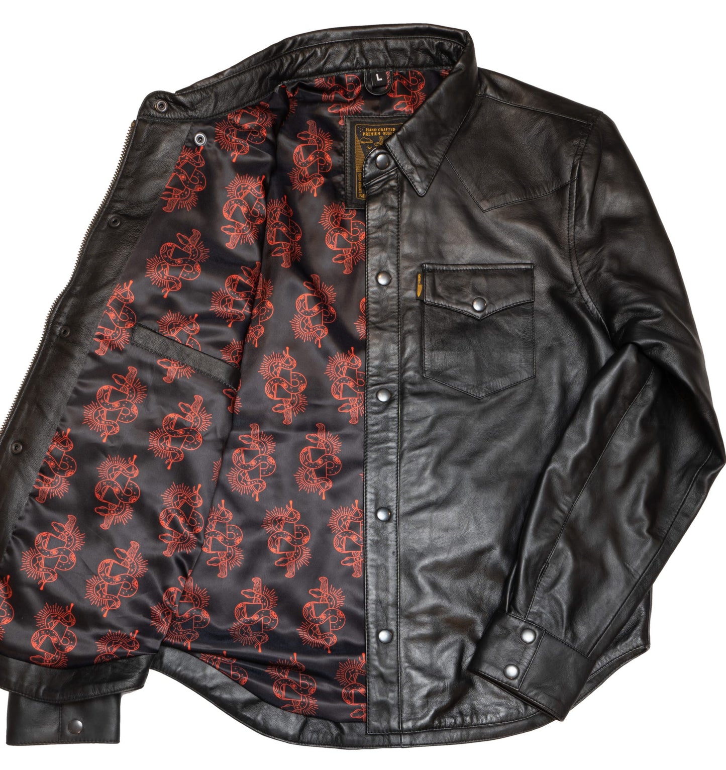 Western Shirt - Distressed Black Leather