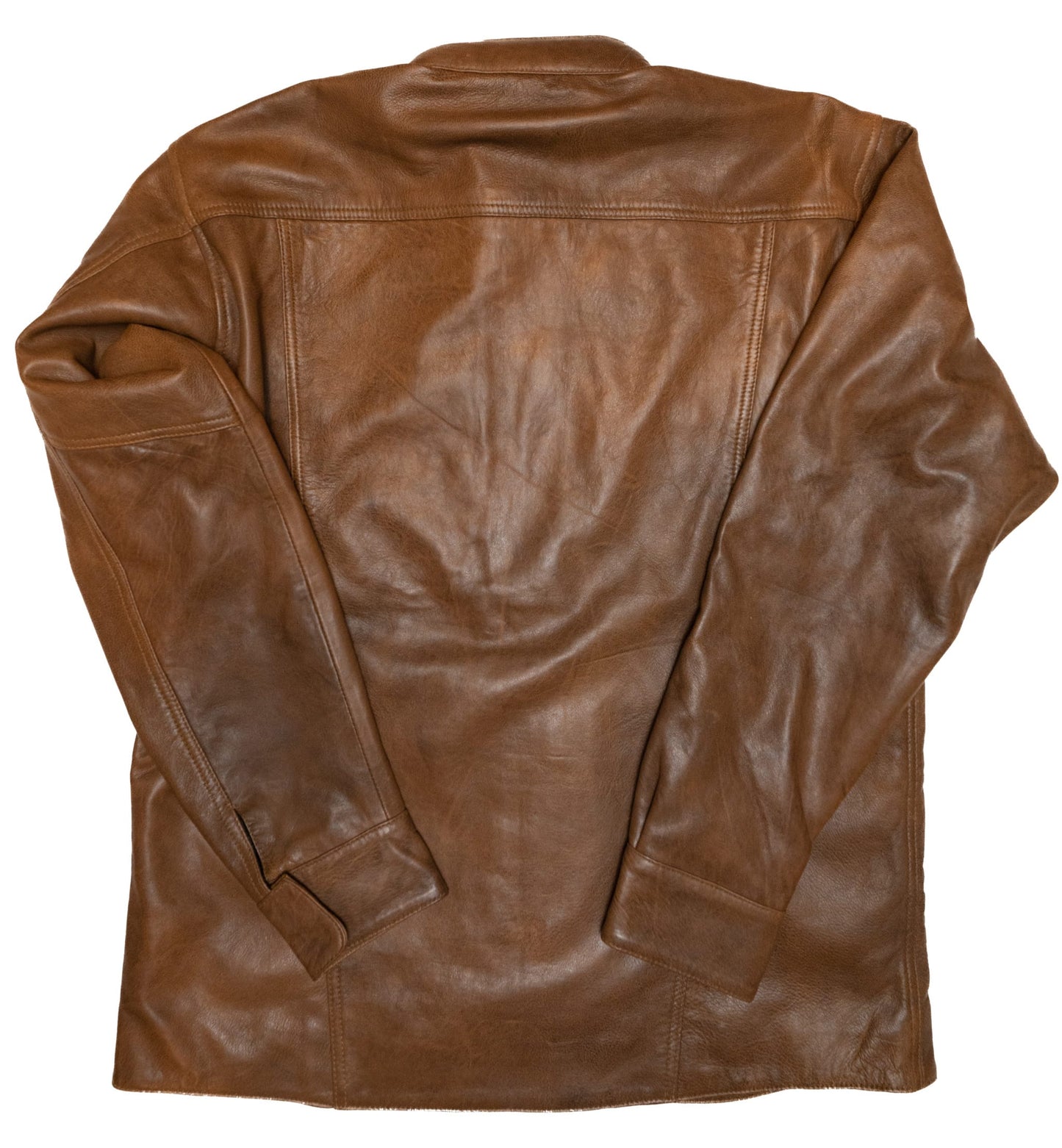 Preacher Shirt - Distressed Camel Brown Leather