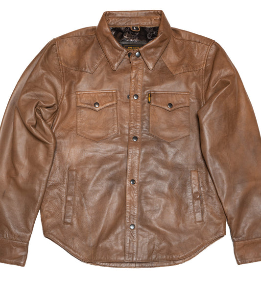 Western Shirt - Distressed Brown Leather