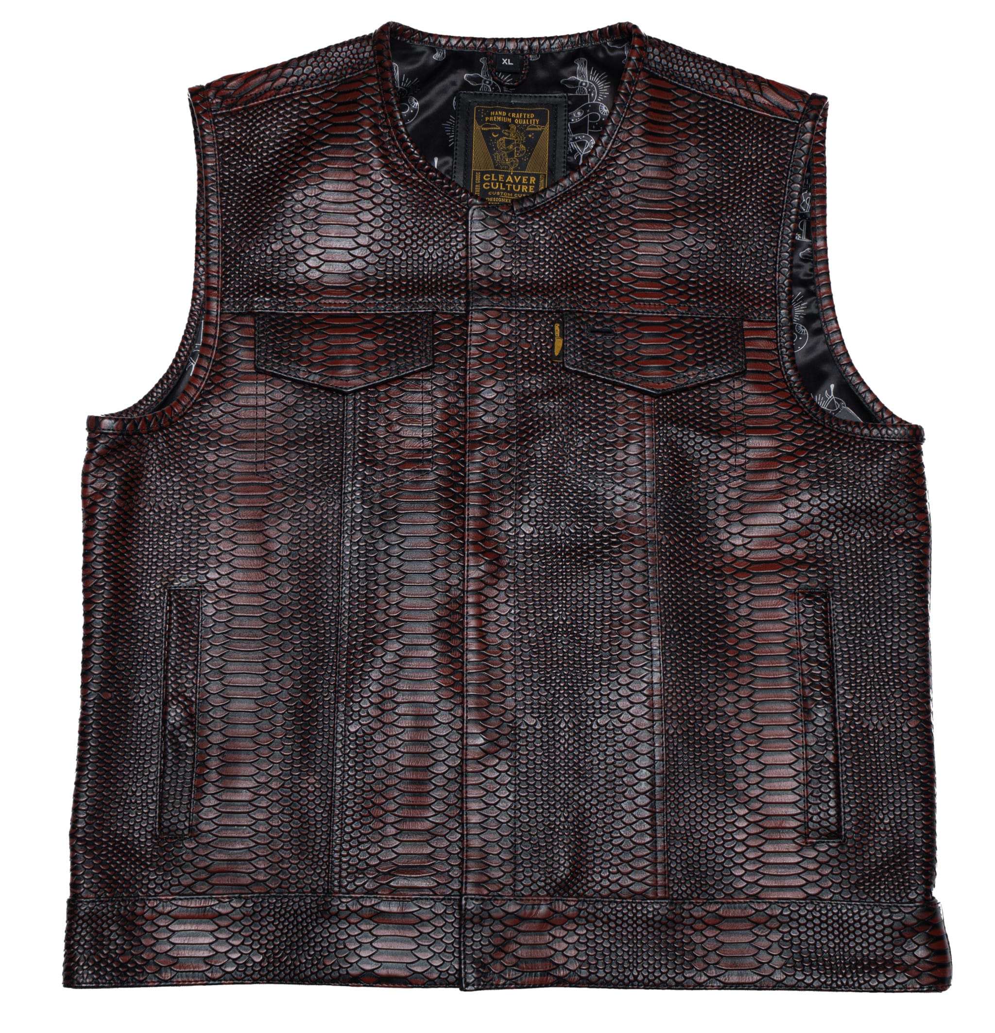 Cali Cut Vest - Ox Blood Dragon Leather – Cleaver Culture