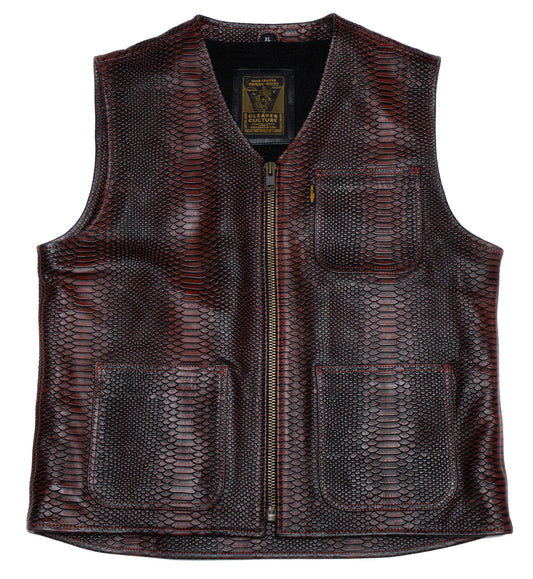 Carpenter Vest - Ox Blood Dragon Leather