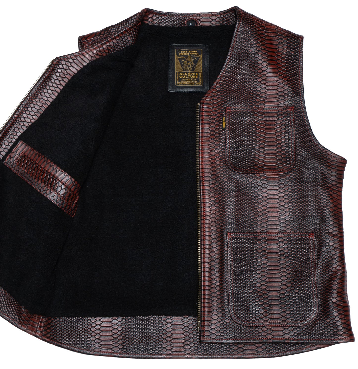 Carpenter Vest - Ox Blood Dragon Leather