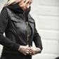 Women's Moto Vest - Black Leather/Black Stitch