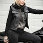 Women's Moto Vest - Black Leather/Black Stitch