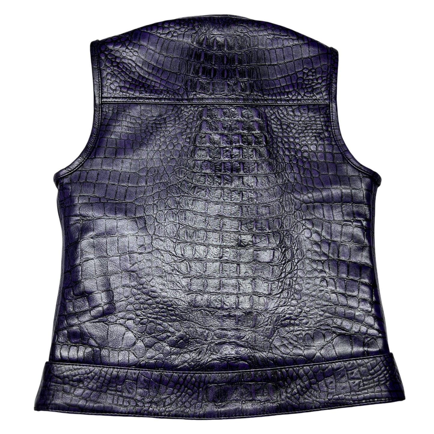 Women's Moto Vest - Purple Gator Leather