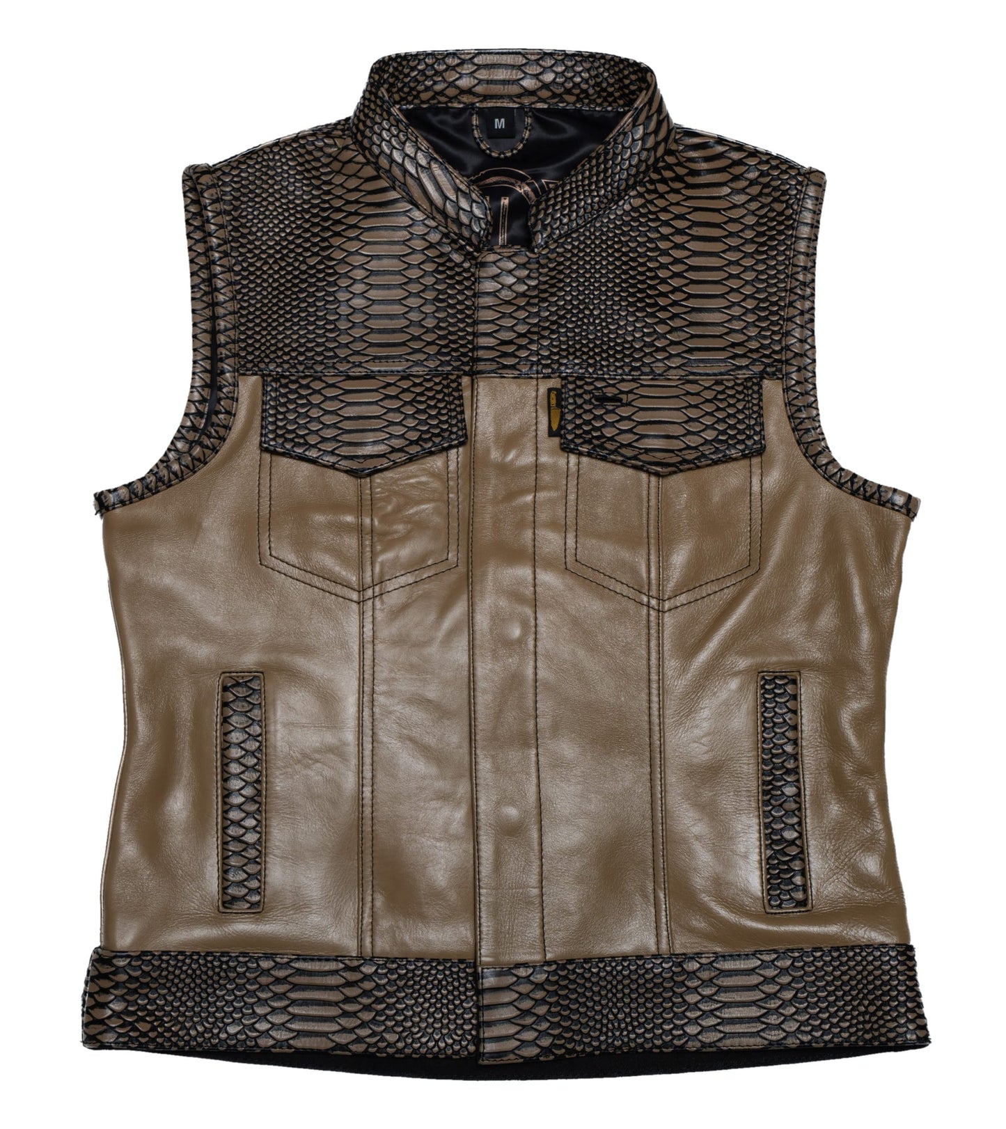 Women's Moto Vest - Cream Dragon Leather