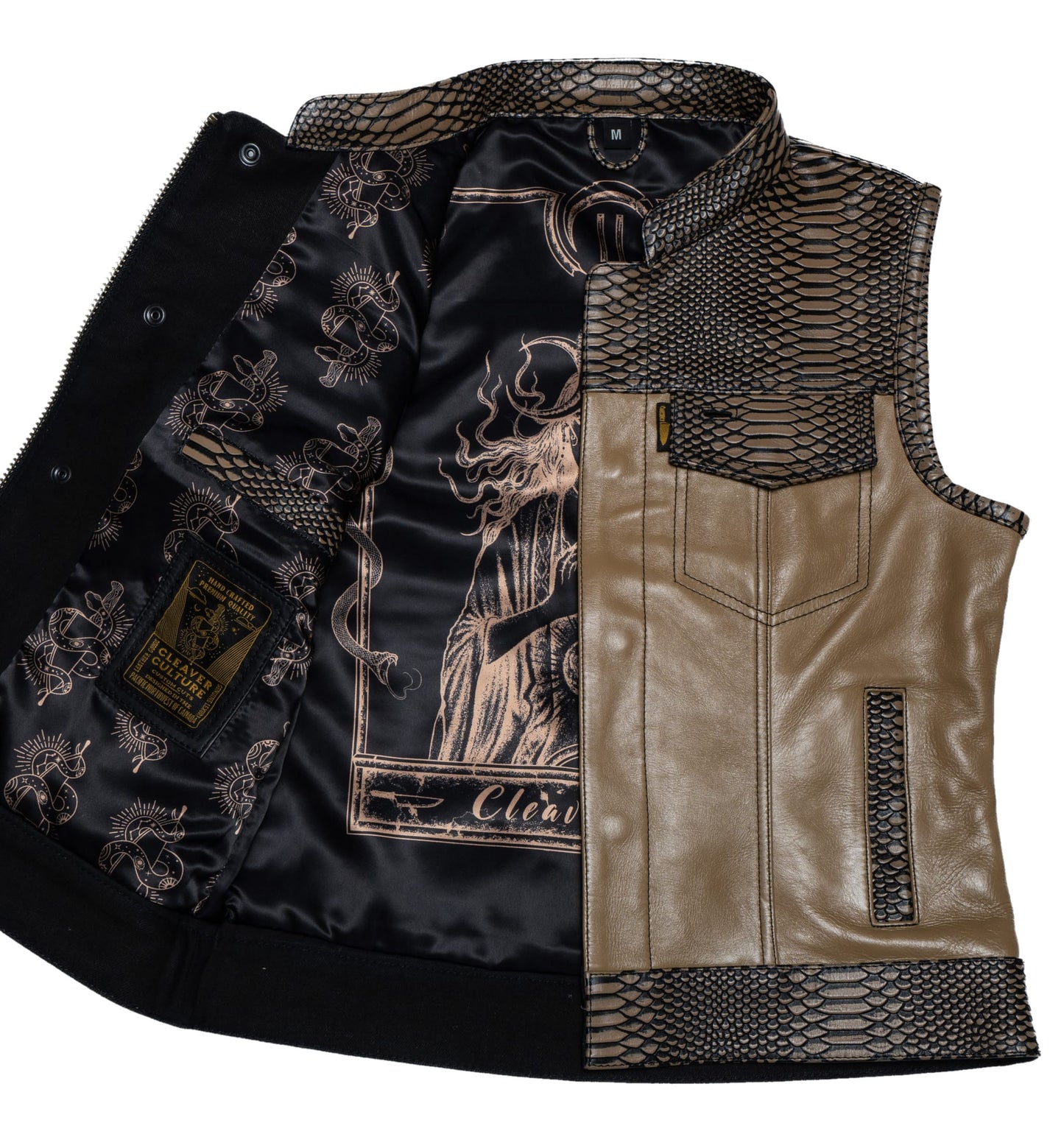 Women's Moto Vest - Cream Dragon Leather