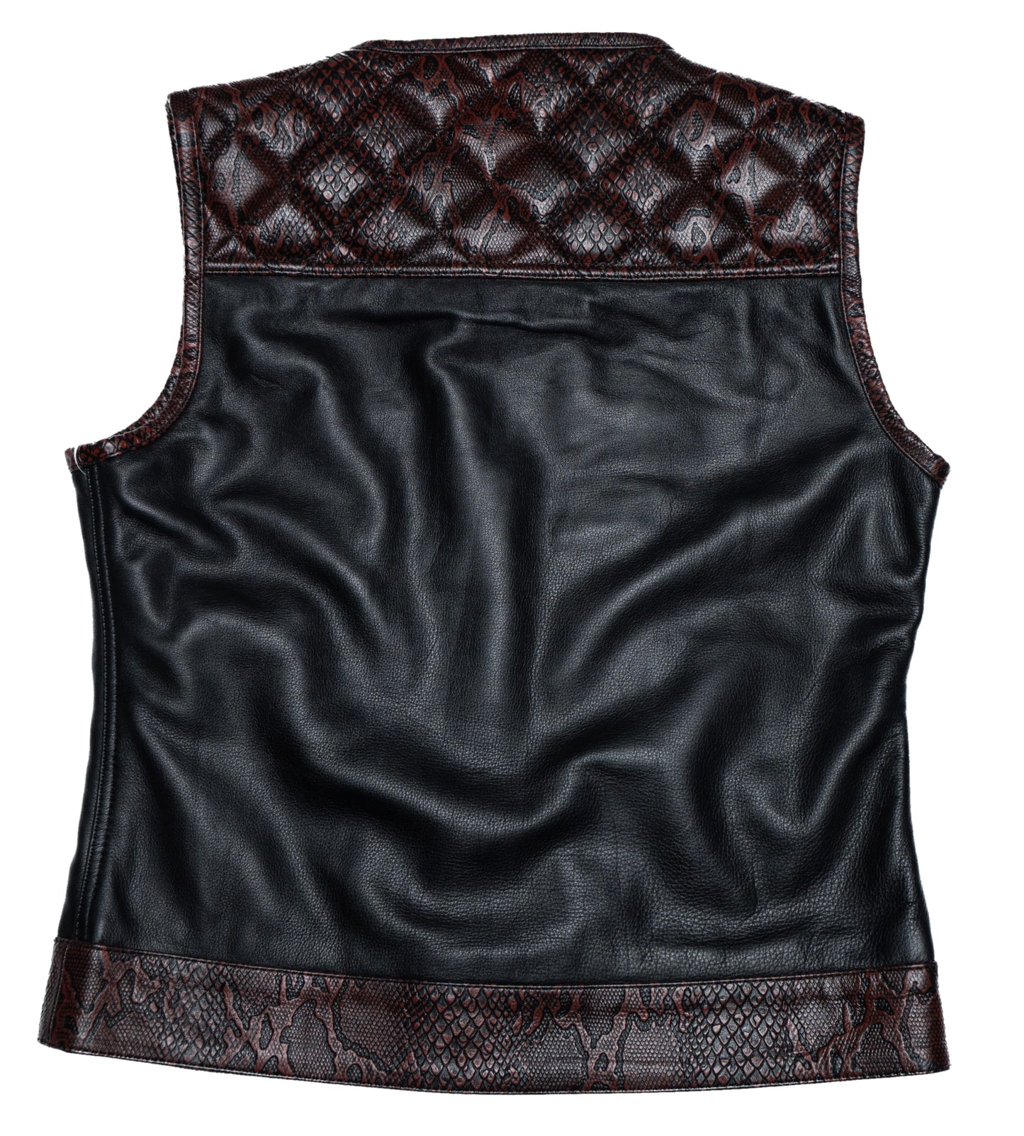 Women's Moto Vest - Ox Blood Python Leather