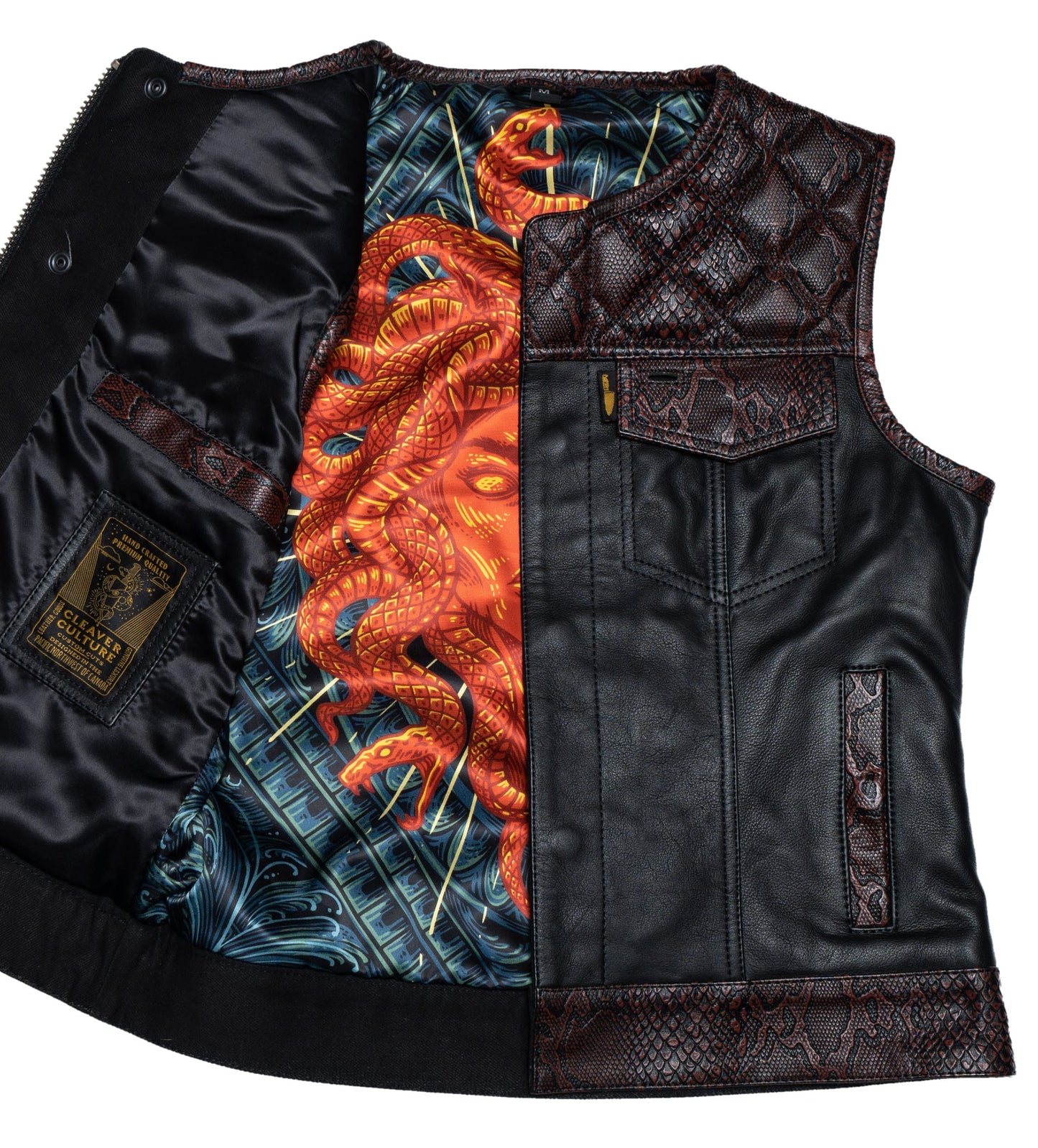 Women's Cali Cut Vest - Ox Blood Python Leather