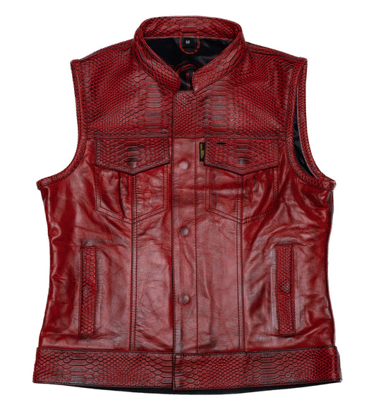 Women's Moto Vest - Red Dragon Leather