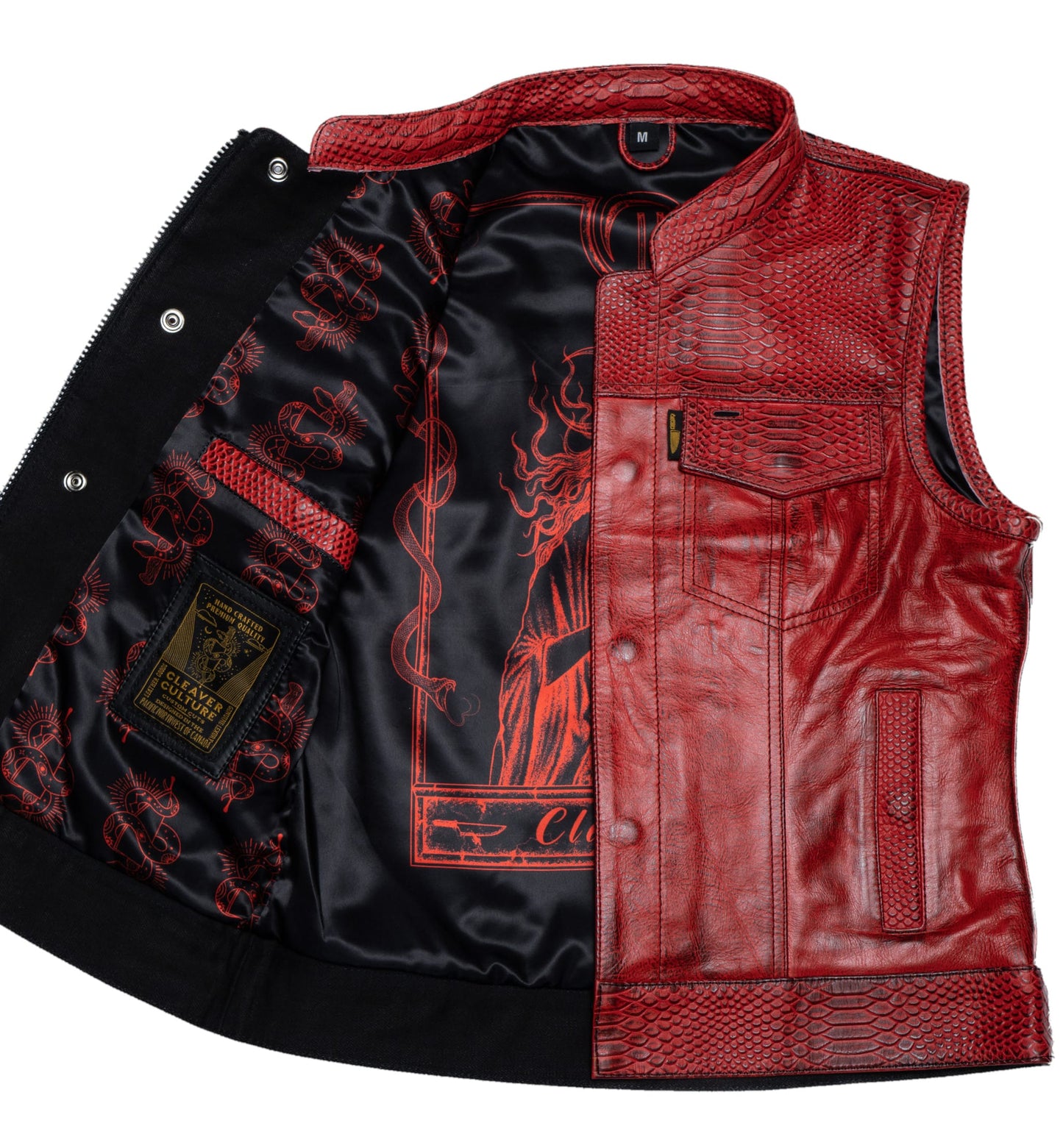 Women's Moto Vest - Red Dragon Leather