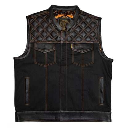 Cali Cut Vest - Black Denim/Leather