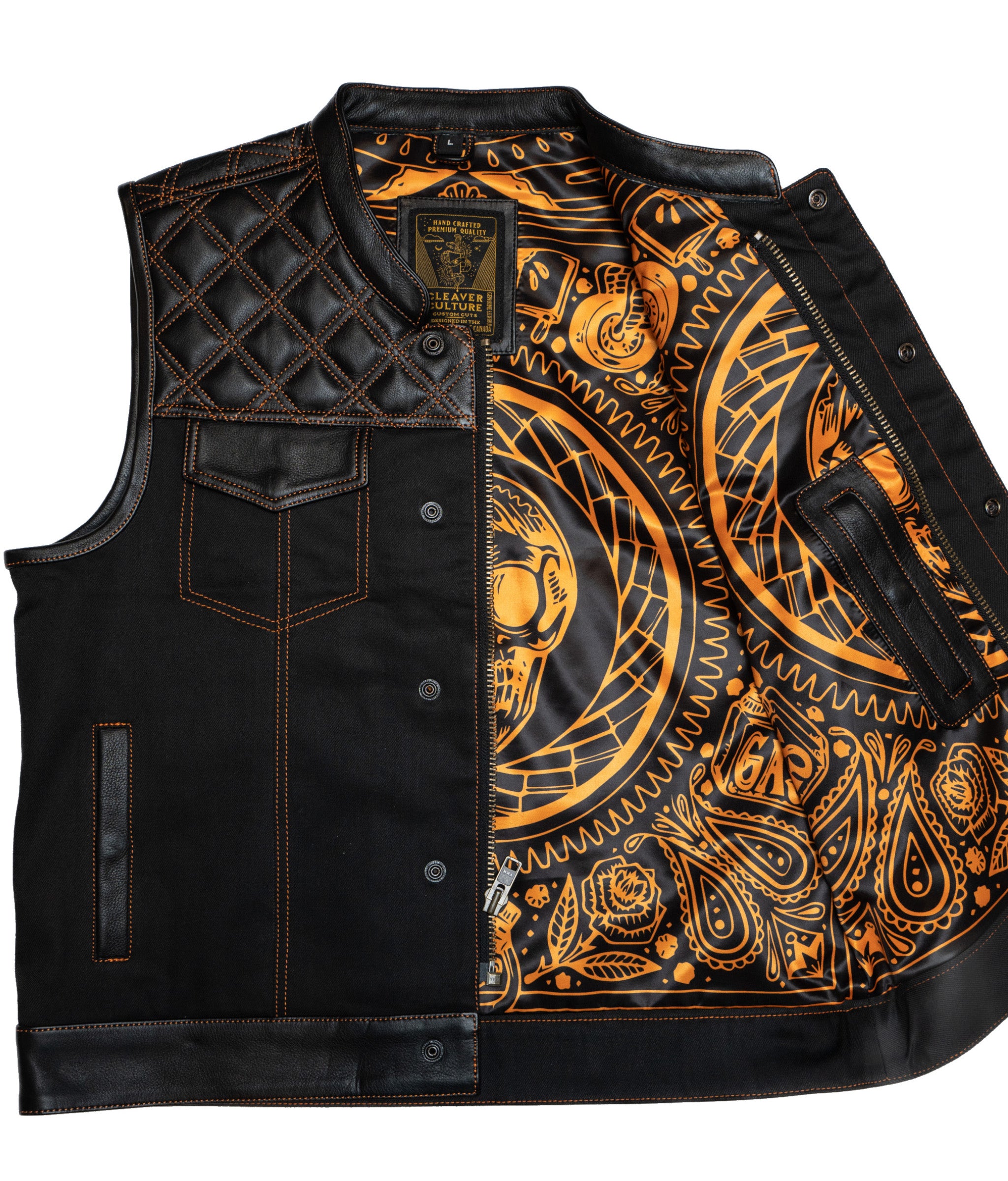 Cali Cut Vest - Black Denim/Leather
