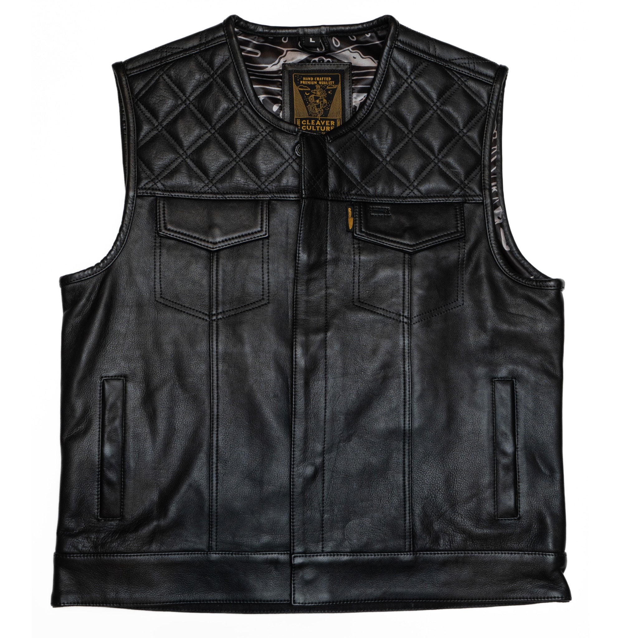 Cali Cut Vest - Black Leather – Cleaver Culture