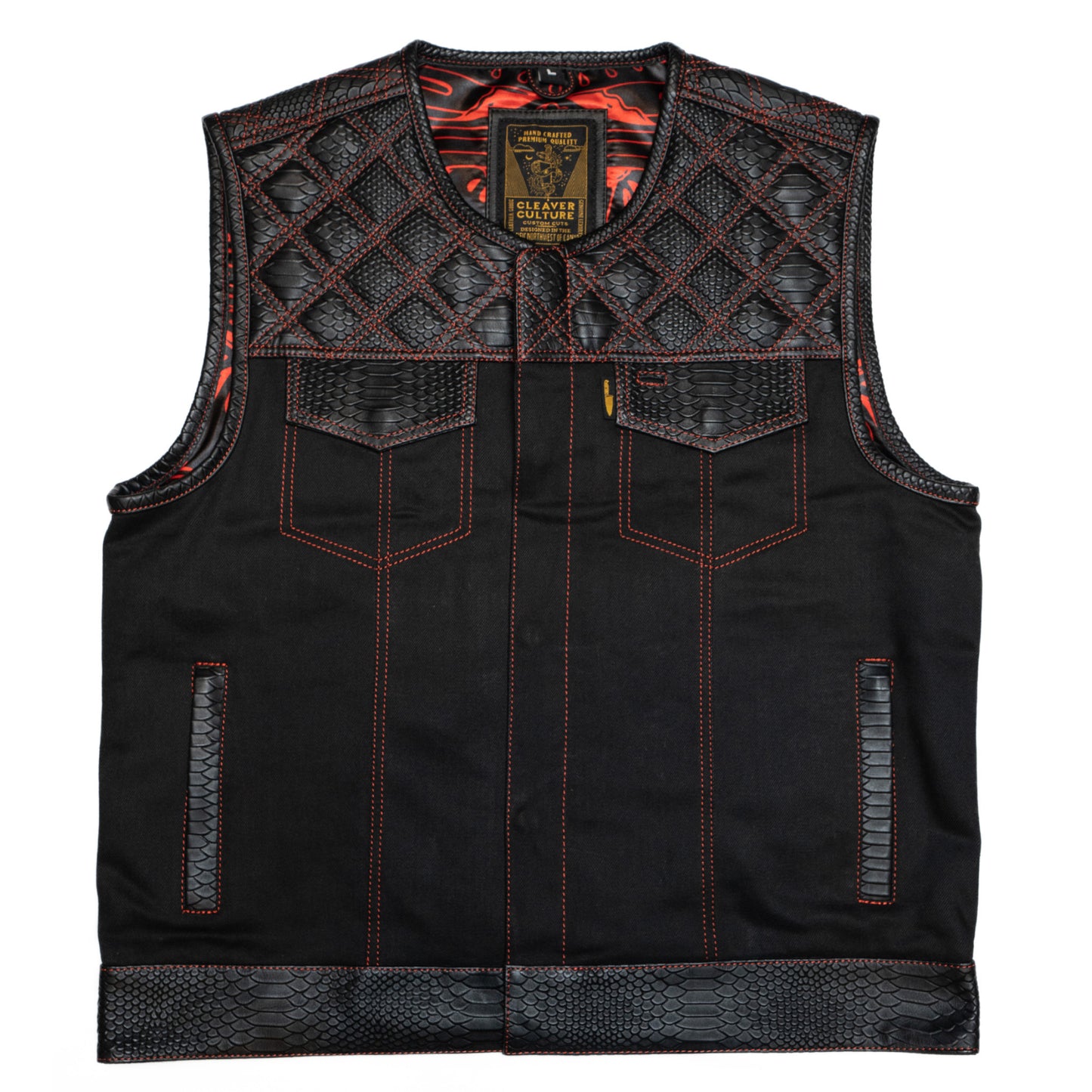 Cali Cut Vest - Black Denim/Dragon Leather