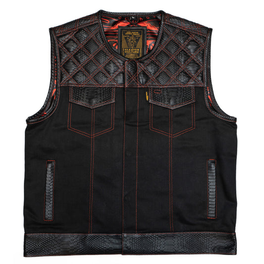 Cali Cut Vest - Black Denim/Dragon Leather