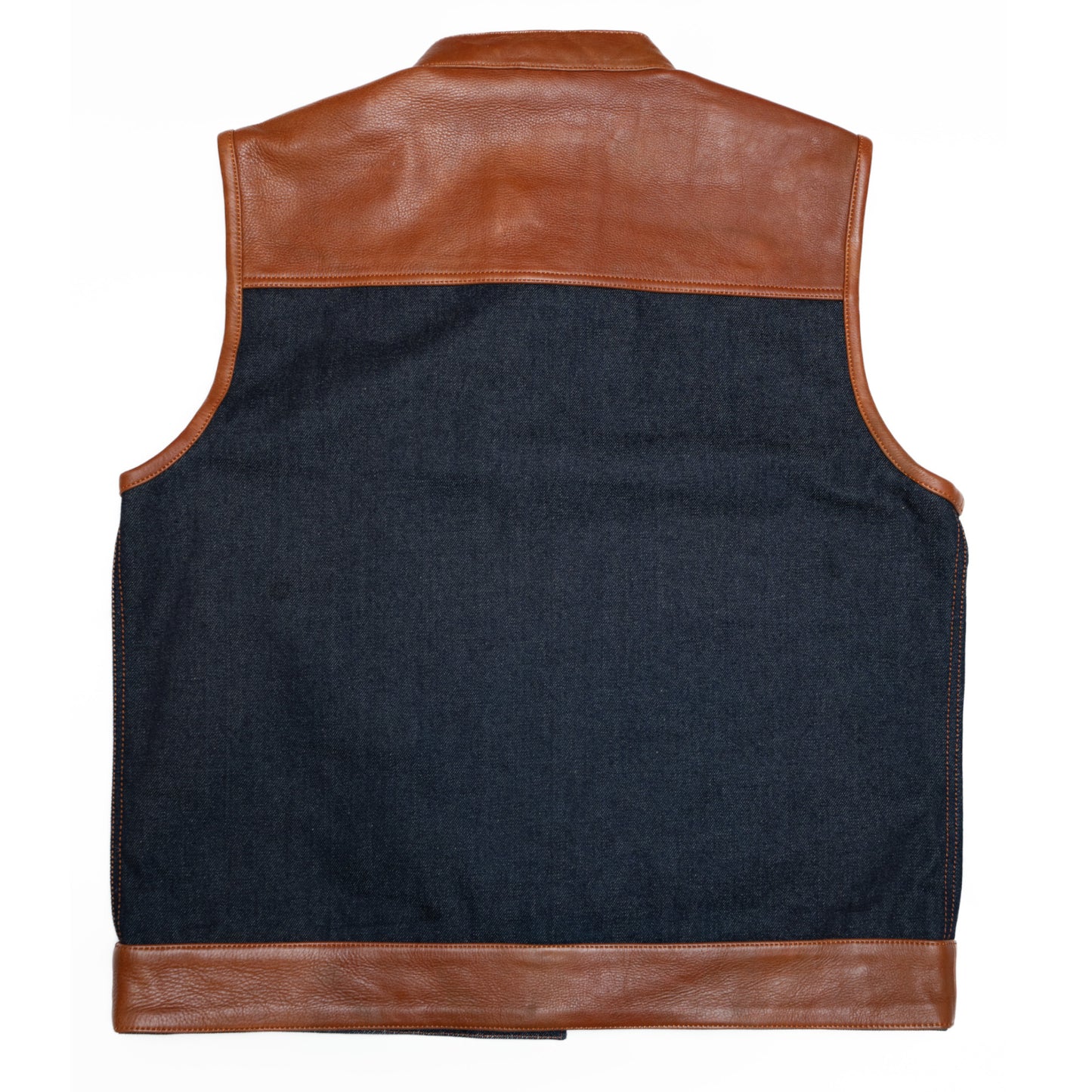 Cali Cut Vest - Blue Denim/Brown Leather