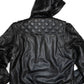 Hooded Moto Jacket - Black Leather