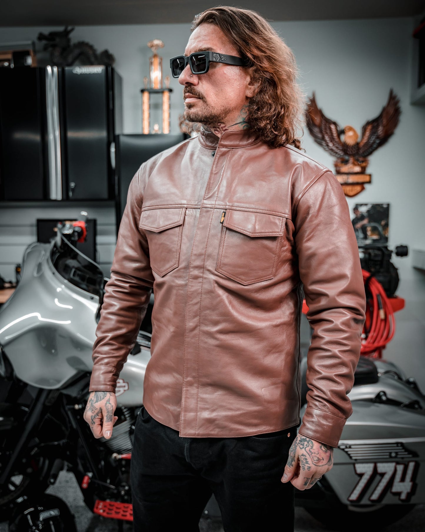 Preacher Shirt - Brown Leather