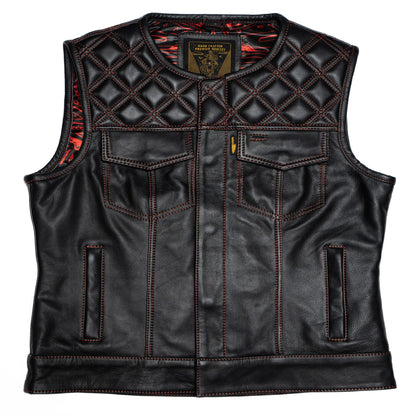 Women's Cali Cut Vest - Black Leather