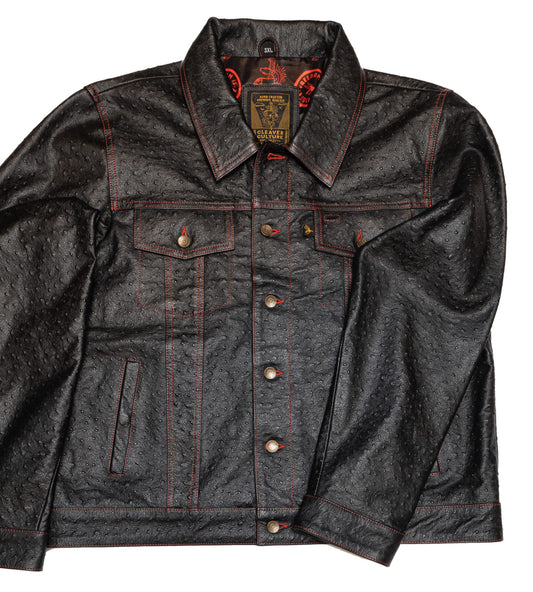 Cleaver Culture x Lords Steazy Ryder Jacket - Black Ostrich Leather