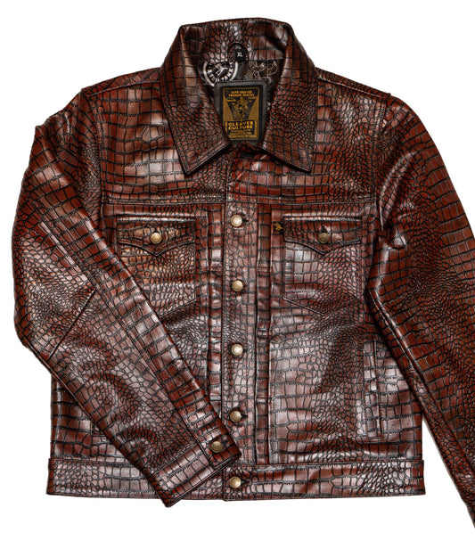 Cleaver Culture x Lords Steazy Ryder Jacket - Ox Blood Crocodile Leather
